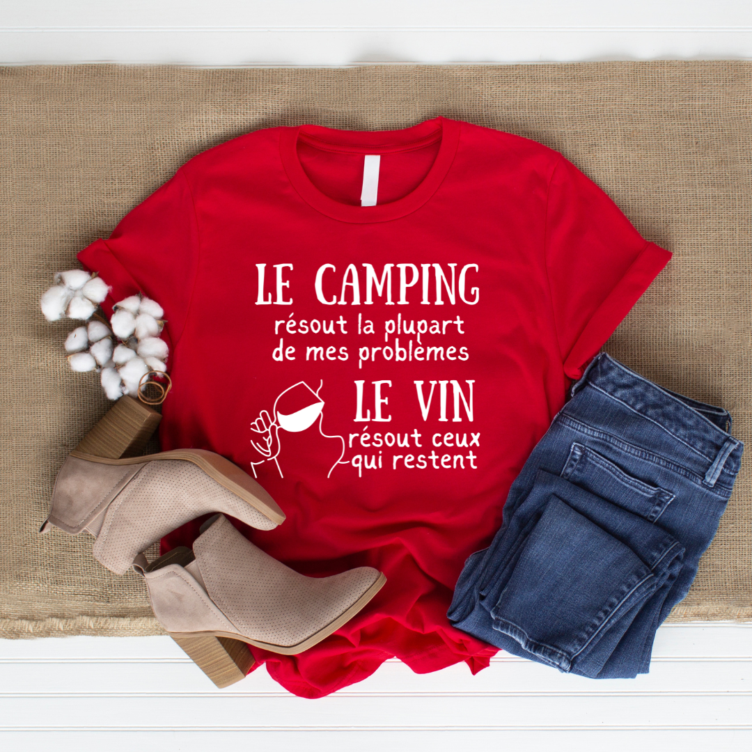 Avec le camping et du vin, il n'y a plus de problème !