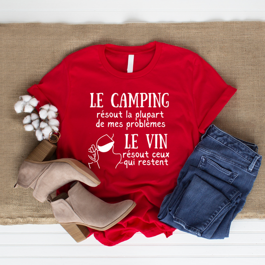 Avec le camping et du vin, il n'y a plus de problème !