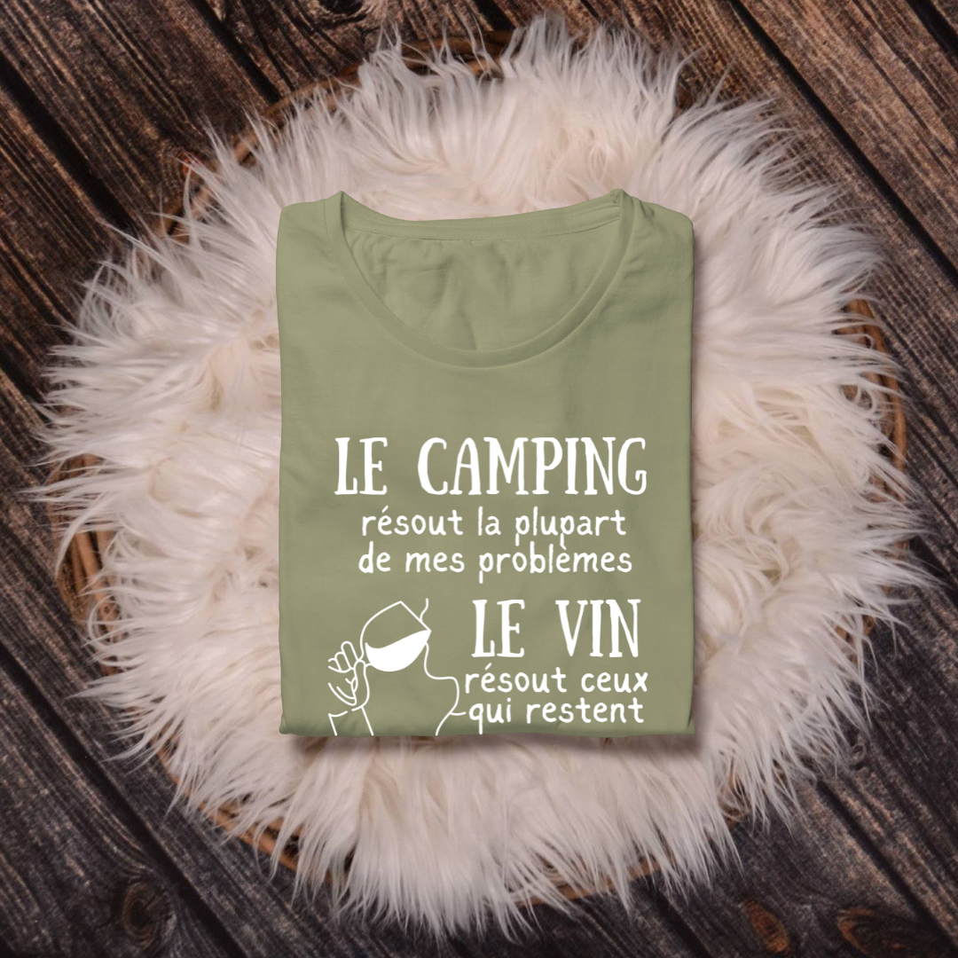 Avec le camping et du vin, il n'y a plus de problème !