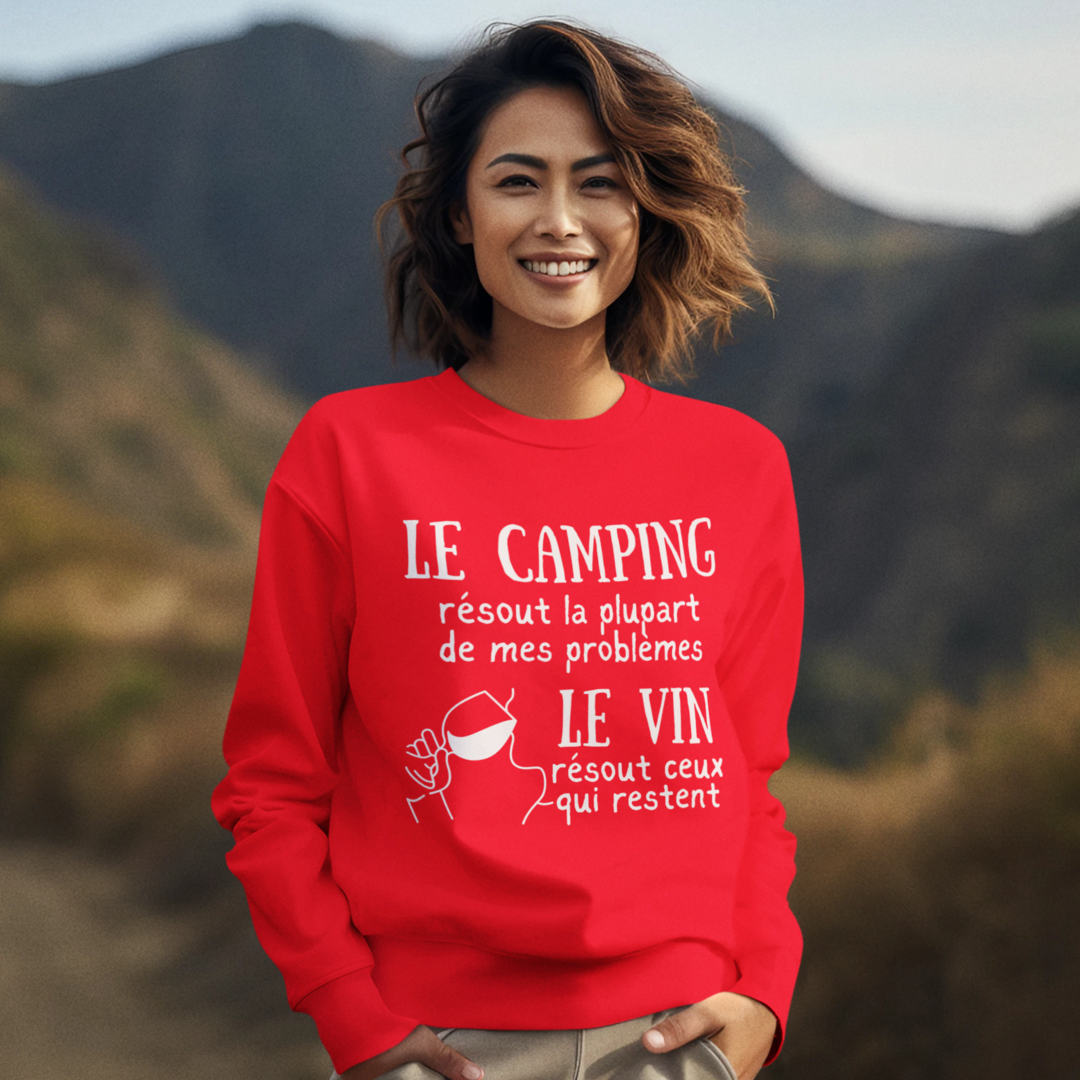 Avec le camping et du vin, il n'y a plus de problème ! - Sweatshirt